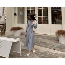 셔린디 벨트 카라넥 셔츠 롱 원피스