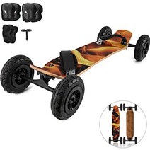 happybuy 마운틴보드 373939l 크로스 컨트리 스케이트보드 95a 쇼크 업소버가 있는 모든 지형 롱보드 바인딩이 있는 산악 스케이트보드 8레이어 캐나다 메이플 오프로드 스, 불꽃