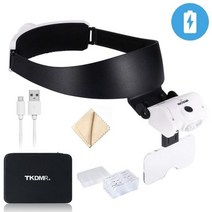 쌍안경 고배율TKDMR USB Rechargeabl 헤드 장착 된 쌍안경 안경 돋보기 3LED 조명 헤드 밴드 돋보기 읽기, 09 FDJ033-X