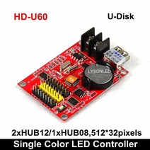 LED전광판 hd-u60 p10 u-disk 단일 이중 색상 led 프로그래머블 사인 컨트롤러