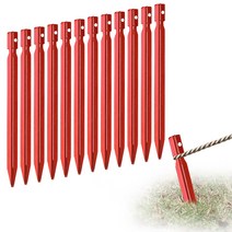 12pcs 캠핑 말뚝 18cm 방수포 못 알루미늄 합금 텐트 말뚝 야외 캠핑 텐트에 대 한 지상 캠핑 말뚝 비치 텐트 방수포, 빨간색