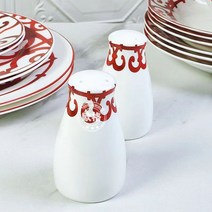 밥그릇 국그릇 신혼 Ltalian-레드 아이언 창 세라믹 식기 세트 8 인치 평면 접시 밥 그릇 큰 수프 냄비 스푼 홈 레드 테이블 탑 데코, [01] Plain packaging, [12] 2 pepper shakers