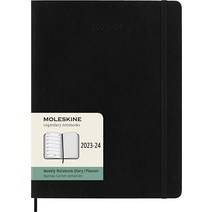 Moleskine 2023-2024 주간 플래너 18M 엑스트라 라지 블랙 소프트 커버 (19.1 x 25.4cm(7.5 10인치)), Weekly, Black
