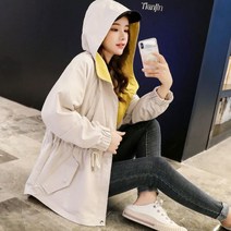 여성 야상 점퍼 봄 가을 간절기 사파리 자켓 오버핏 루즈핏2021 가을 신작 여성 초가을 재킷 여성 장식 허리 허리 봄과 가을 전체 경기 짧은 짧은 윈드 브레이커 조수