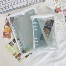 포카홀더 A5 지퍼 바인더 커버 Kpop 아이돌 포토 카드 수집 도서 느슨한 잎 Pvc 투명 저널 노트북 주최자 사진 앨범, 10 A5 white cover