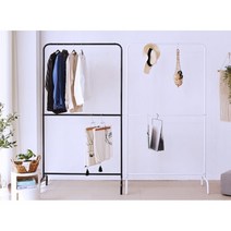 미니멀 스틸 의류 2단정리 스탠드행거(100cm 2컬러) 가정용 이쁜 인테리어, 화이트