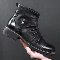 첼시부츠 남자 남성 앵글 첼시 웨스턴 처커 데저트 부츠 Yomior 새로운 패션 빈티지 영국 가죽 신발 캐주얼 라운드 발가락 지퍼 발목 봄 가을 비즈니스 드레스