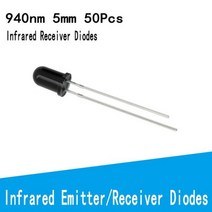 50 개/몫 25 쌍 3mm 5mm 940nm led 적외선 이미 터 및 IR 수신기 다이오드 301A arduino F5 F3 용, 5mm 수신기