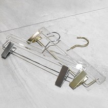 지엔디스플레이 특이한 고급 명품 아기 유아 어린이 아동옷걸이 모던 투명 아크릴 스커트 치마 바지걸이 옷걸이, 1개, 아동용 바지옷걸이 - 골드