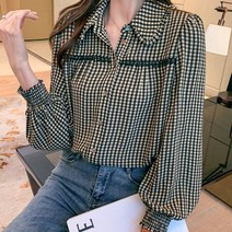 데이프릴 프릴 벌룬 카라 블라우스