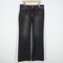 빈티지다온 게스 여 세미와이드부츠컷 워싱 데님팬츠 흑청