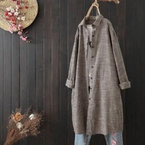 로로비 여성 스트라이프 롱셔츠 여자 오버핏 LS0441