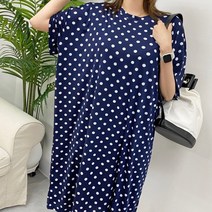 여성 여름 오버핏 빅사이즈 박시 땡땡이 도트 반팔 아이스쿨 냉장고 원피스