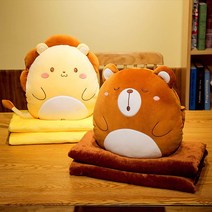 차량용담요 핸드워머 캐릭터 쿠션담요 캐릭터담요 동물 캠핑 무릎담요 폭신 동물 담요 인형담요 인형 겨울