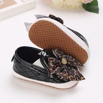 안전한 보행기 여아용 귀여운 레오파드 프린트 나비 매듭 신발 신생아 첫 워커 슈즈 부드러운 밑창 미끄럼 방지 0-18M, [02] 7-12 달, [20] E25