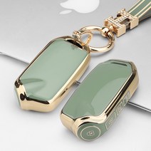 키에티 기아 신형 더 K9 스팅어 4버튼 키케이스 + H큐빅 키체인, 민트그린