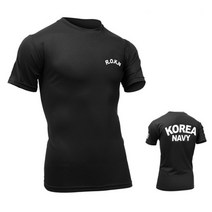 쿨드라이 ROKN 해군 검정 반팔 군인 군대 티셔츠