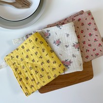 순면 4겹 요루 거즈 행주 핸드타올 빨아쓰는 키친크로스 홈카페 식탁 꾸미기, 작은장미 코랄핑크, 고리없음