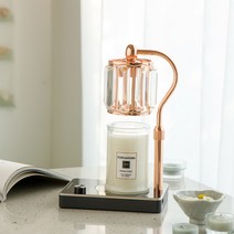 캔들백화점 크리스탈 엘사 캔들워머 + 소이 캔들 세트 하와이안피치 370g, 로즈골드(화이트)