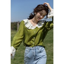 2023 써스데이 아일랜드 하라주쿠 스타일 원피스 Mishow 봄 셔츠 긴 소매 레이스