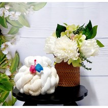 미니실타래13cm 장식소품 돌상 백일상 생신상 데코(튤립청사초롱 매듭포함), 올화이트, 핑크색+곤색