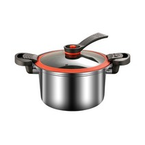 진공 냄비 손잡이 스탠 스테인레스 스틸 마이크로 압력 밥솥 가정용 방폭 스튜 빠른 가열, 은, 24cm