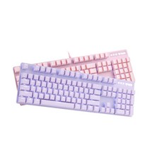 Rapoo V500PRO 퍼플 보라 핑크 유선 라푸 기계식 키보드 퍼플 보라 유선 적축 PBT(한글 설명서 제공), 퍼플 갈축, 옵션선택