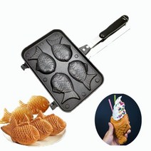 붕어빵팬 집에서붕어빵 붕어빵틀 잉어빵 만들기 주방 일본 타이 야키 더블 물고기 모양의 디저트 와플 케이크 메이커 팬 일본 팬케이크 더블 팬 프라이팬 와플 금형, 큰 사이즈