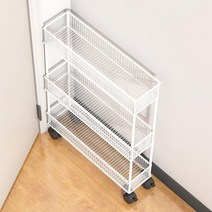 틈새수납장 철재 세탁실 폭좁은 이동식 선반, 4
