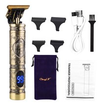 CkeyiN 이발기 헤어클리퍼 전문가용 남성용 바리깡 페이드컷 전기 수염 트리머, 골드
