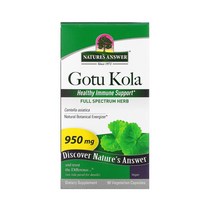 네이쳐스앤서 고투 콜라 Gotu Kola 475mg 90 캡슐 병풀 긴병꽃풀 효능, 1개, 기본