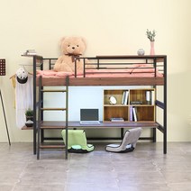 퍼니엘 북카페W 좌식 책상 침대 (수퍼싱글), 블랙(매트제외)