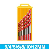 다기능 유리 금속 타일 드릴 비트 3-12mm 삼각형 다이아몬드 세트 세라믹 콘크리트 벽돌 나무 펀칭 구멍, 05 7 PCS Set Red