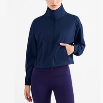 베이스레이어 스키복 보드복 골프 이너레이어 솔리드 컬러 피트니스 여성 스포츠 재킷 두꺼운 하이 칼라 하프 집업 포켓 롱팔 요가 셔츠 코트 종합 훈련