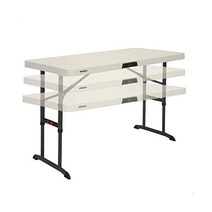 유럽직구 접이식 테이블 북유럽 감성 캠핑테이블 4피트 및 조정 가능한 높이 122 x 61cm 122cm의 라이프타임 직사각형, White