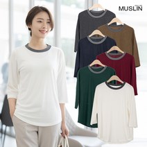 엄마옷 모슬린 면 라운드 7부 티셔츠 TS204023마담 미시옷 50대 중년여성의류 60대 엄마옷 빅사이즈 할머니옷 여성옷 여성 봄