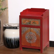 디자인 자개장 엔틱 경대 나비장 자개농 수납 자게장 문갑 정리함, 레드 여닫이