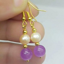 옥귀걸이 팬던트 녹색 섬세한 8mm 퍼플 라벤더 옥 라운드 비즈 & 78mm 핑크 담수 진주 부티크 귀걸이 고급 쥬얼리 2023