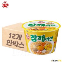 오뚜기 참깨라면 진라면 컵라면 큰컵 1박스 110g x 12개 매운맛 순한맛 기간제, 핫딜 진라면 매운맛 (용기) 12