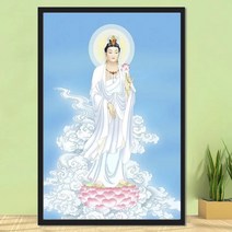 관음보살 불당 불상 불교 종교 구슬자수 그림 만들기 비즈대형 보석십자수 재료 diy, 90x130cm 전체 원형 큐빅