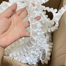 레이스원단 면 조각 2.5CM 와이드 화이트 블랙 반짝이 새틴 3D Pleated 바느질 천 레이스 Fabirc 자수 프릴, 02 WHITE