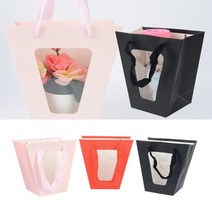 컬러 사다리꼴쇼핑백 화분쇼핑백 플라워쇼핑백 화분백 플라워백, 소 - 핑크