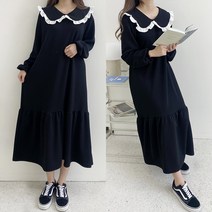 미소클로젯 빅사이즈 큐티카라 셔링 롱 원피스