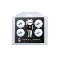 팀 골프 NFL 규정 크기 골프 공(4개) 및 탈착식 양면 자기 마커가 있는 디벗 도구, 마이애미 돌핀스, 한 사이즈, 멀티 팀 색상