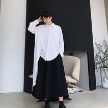 가을 남성 힙 합 롱 셔츠 클럽 DJ 무대 의상 불규칙 디자인 남성 빈 티 지 망토 길거리 패션 셔츠 상의 트 렌 디 남