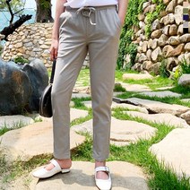 티데일리 그뤠잇 린넨 슬림 밴딩 팬츠 남여공용 일자바지 S~2XL 긴바지