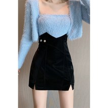 빅사이즈 하이웨이스트 트임 pu 가죽 반신 스커트 여 추동 날씬해 보이는 기질 힙스터 스커트 언밸런스 스커트 습기