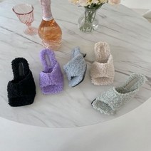 다잇템 [다잇템] 여자 킬힐 스퀘어 FW 뽀글이뮬 스틸레토 슬리퍼