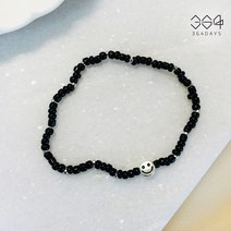 364days 엔틱 실버 남자팔찌 스마일 블랙 비즈팔찌 남자 연예인 송민호 팔찌 커플팔찌 우정팔찌 아이랑커플 유아동 성인 남성 여성 사이즈 선택가능