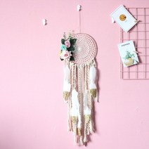 마크라메 재료 가랜드 우드볼 실 월행잉 가림막커튼 보헤미안 드림 캐쳐 화이트 대형 dreamcatchers 웨딩 장식 홈 장식 여자 어린이 방 장식 선물, 드림 캐처 d7723